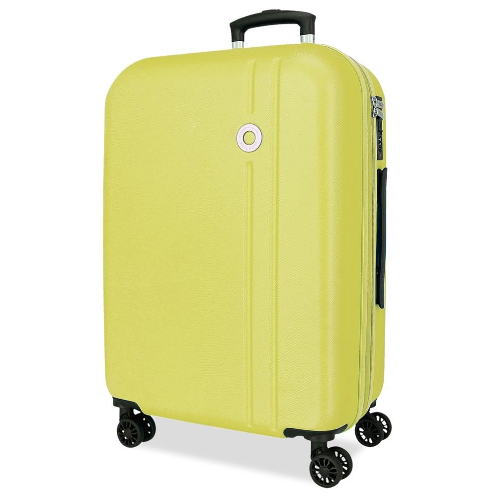 Roll Road Menorca Medium Yellow Suitcase 46x65x24 cm Rigid ABS Combination Lock Integrated 56L 3.45kg 4 Double Wheels Extendable