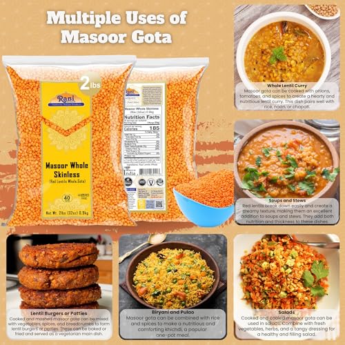 Image of Rani Masoor Gota (Football) Indian Red Lentils Skinless 32oz (2lbs) 908g ~ All Natural | Gluten Friendly | NON-GMO | Kosher | Vegan | Indian Origin