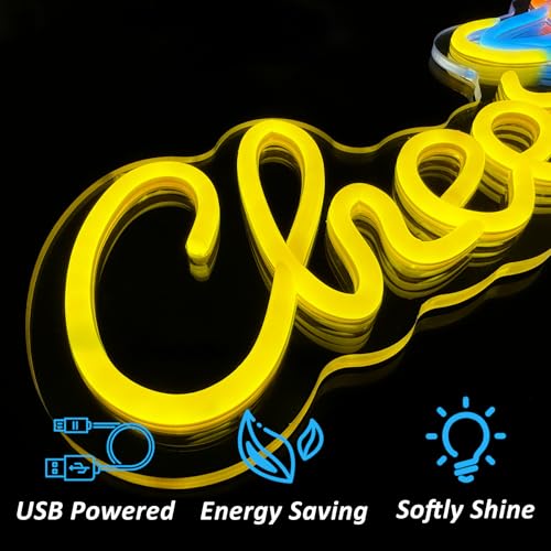 Image of Neon Cheers Sign for Home Bar - LED Wall & Desk Decor - USB Powered Neon Beer Sign for Man Cave, Bar, Club, Pub, Party Decoration
