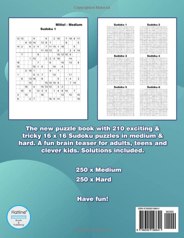 Miniatura 2 de Mega Sudoku 16x16 Large Print Big Sudoku Variation Puzzle Book with 210 16x16 Grids