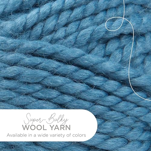 Image of Lion Brand Yarn, Wool-Ease Thick & Quick Yarn, Air Force, Blue, 3 Pack | Super Bulky Wool Acrylic Blend Fiber for Soft Hats, Sweaters, Chunky Blankets, Yarn for Crochet, Knitting, Crafts, Weaving