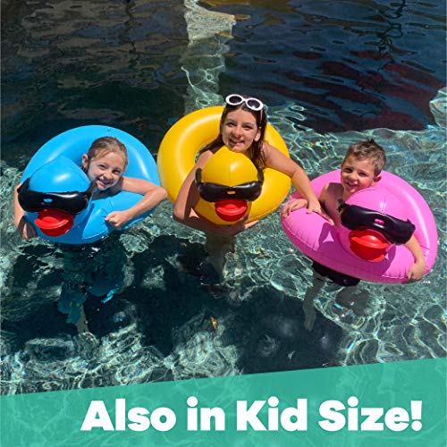 GAME 51301 Large Derby Duck, Inflatable Balloon Animal Pool Float, Easy-Fill Valve, 250-Pound Capacity, Built-in Cup Holder, 45” L x 53” W x 30” H, Over 4ft Wide