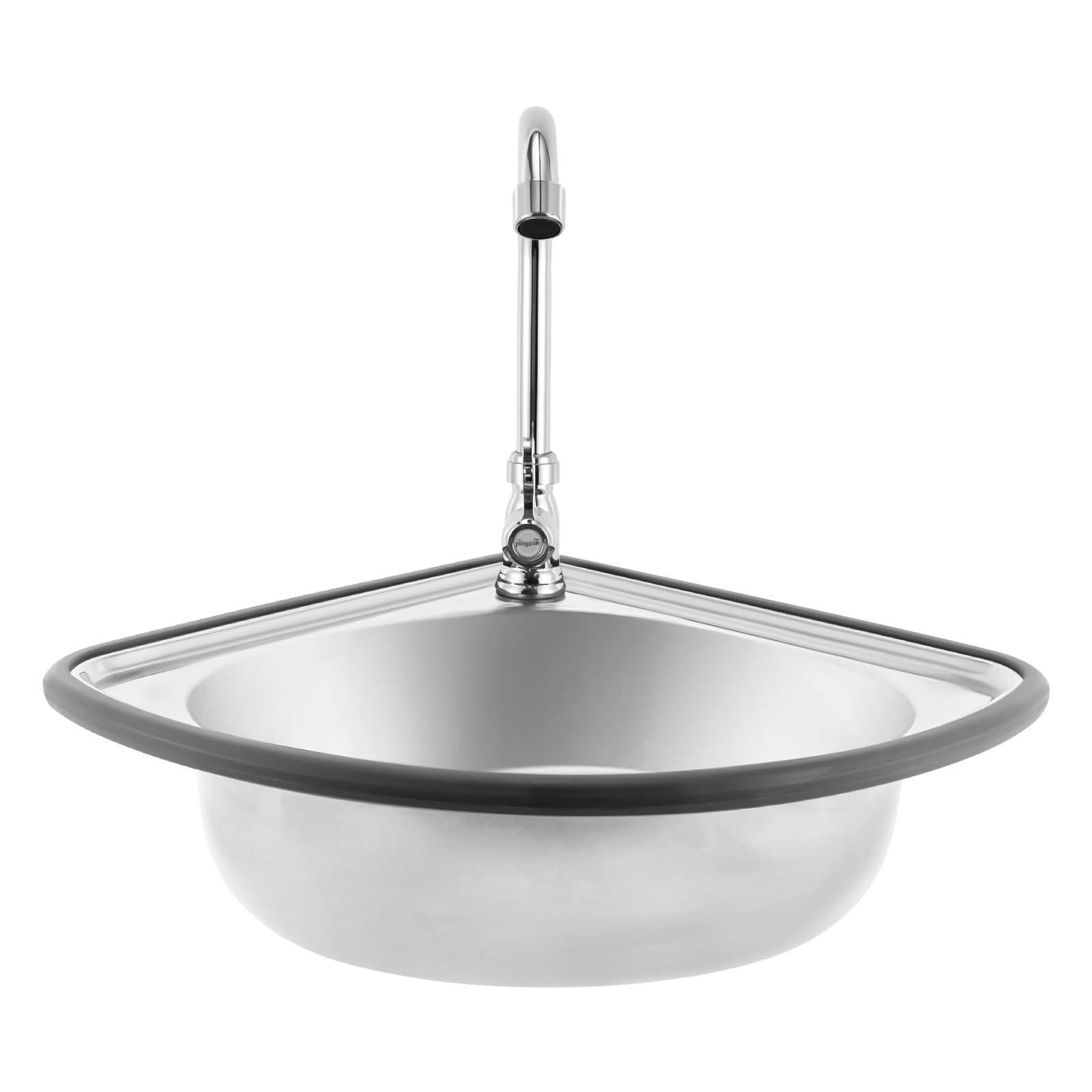 Fregadero de esquina triangular de acero inoxidable, lavabo de pared de 31 x 25 x 5.2 pulgadas, lavabo de esquina montado en encimera con grifo para cocina, bar, restaurante