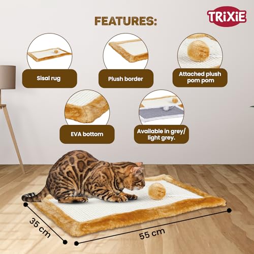 Image of TRIXIE Cat Scratching Board Cardboard Scratcher for Cats with Catnip Fun (Scratching Board, Sisal Rug /Plush)