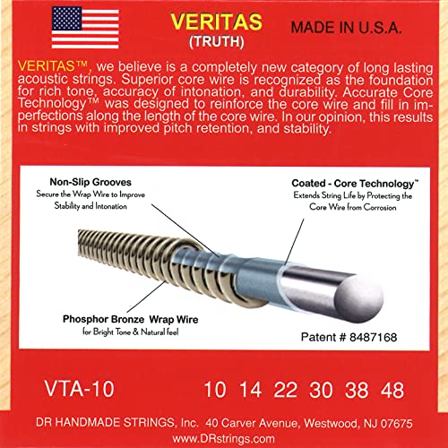DR String VTA-10 Veritas Jeu de cordes pour guitare acoustique - Les Beatles, Paul McCartney, John Lennon, RIngo Starr, George Harrison DR String VTA-10 Veritas Jeu de cordes pour guitare acoustique – Image 4