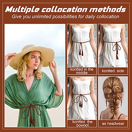 Cintura Intrecciata Sottile Cintura con Nappe Boho...