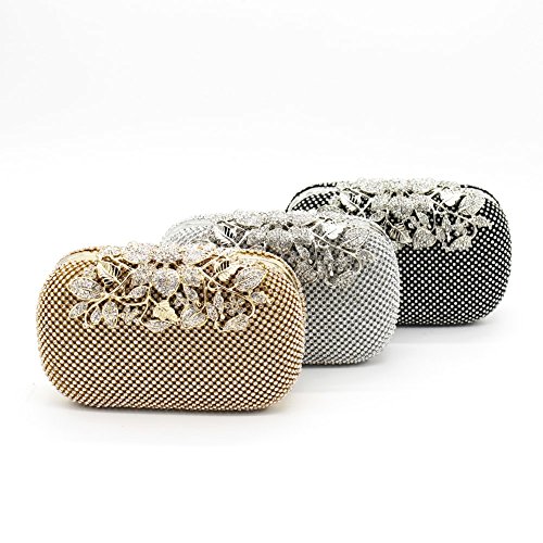 Kingluck Evening Bag Crystal Hard Case Clutch Handbag Purse For Women With Detachable Chains (Black) #TOP5