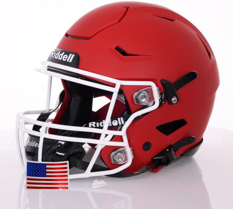 2025 Riddell SpeedFlex Adult w/White SF-2BD Facemask + US Helmet Flag Decal - Green Gridiron