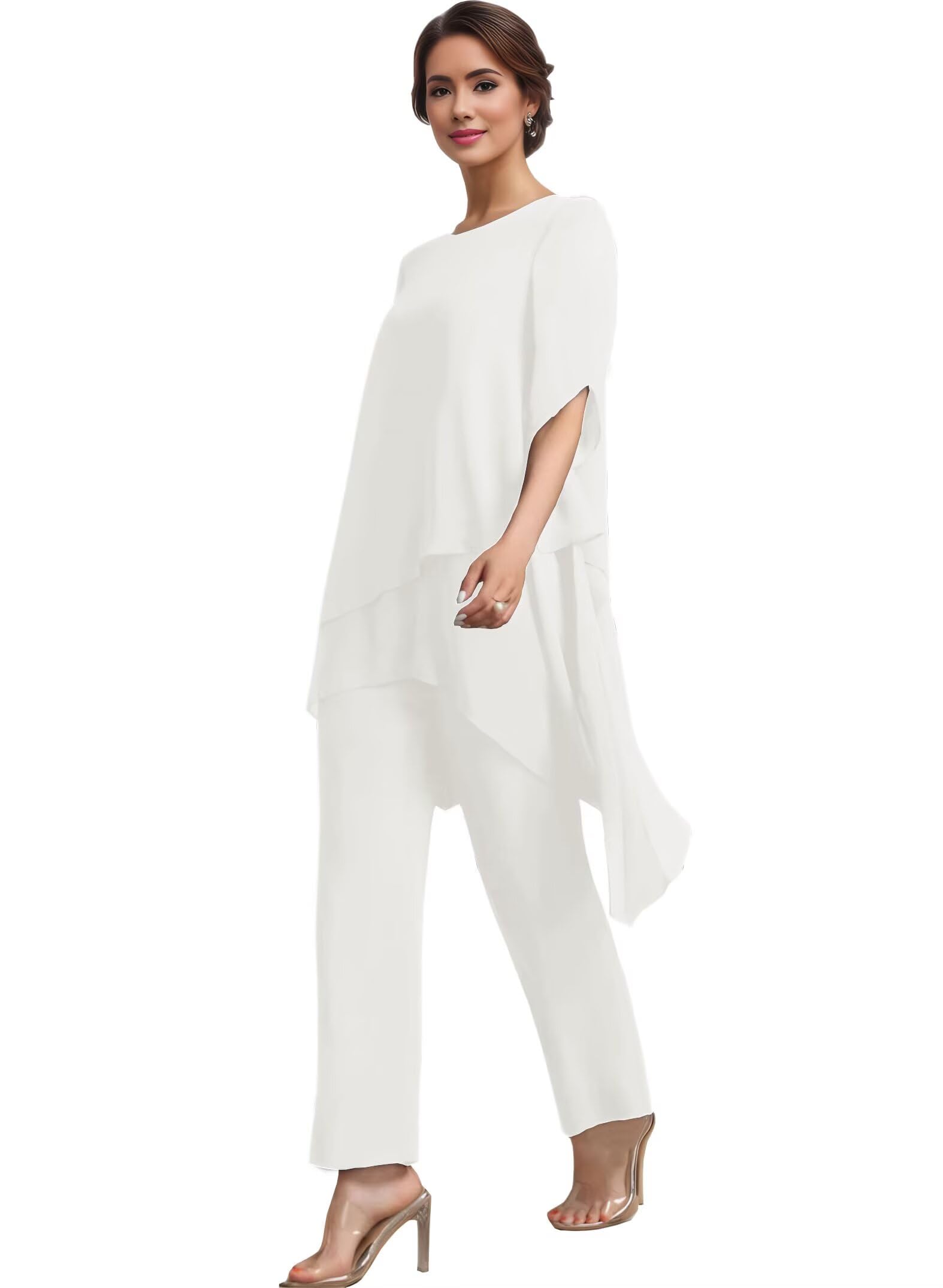 2 Pieces Mother of The Bride Pant Suits for Wemen Chiffon Pant Suits for Women Dressy 2025