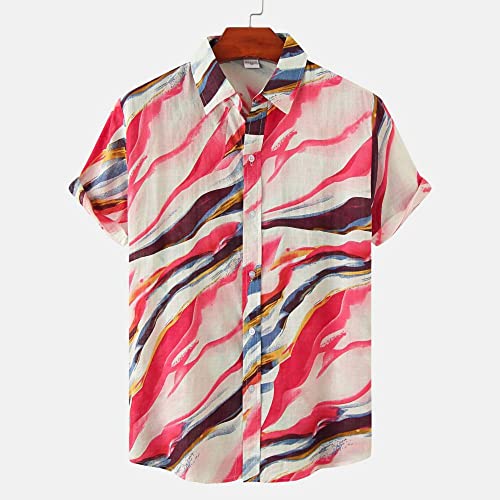 Chemise hawaïenne hommes anti-transpiration séchage rapide coton rouge