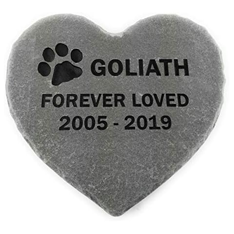 GraphicRocks Pet Memorial Headstone Grave Marker Sandblast Engraved Gray Natural Stone 12 Inch Heart Cover
