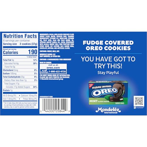 Image of OREO Fudge Covered Chocolate Sandwich Cookies, 7.9 oz | Certified Kosher