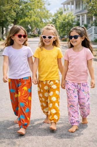 Image of T2F Girls Cotton Regular Fit Printed Track Pant (Pack of 5)