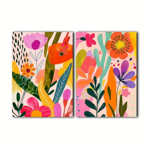 Affiche murale abstraite bohème lot de 2 toiles verticales de 30x40 cm
