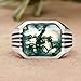 MOUNTJEWELS Natural Moss Agate Ring, Handmade Ring, Moss Agate Mens Ring, 925 Sterling Silver Ring, Promise Ring, Birthday Gift For Him (11), green white