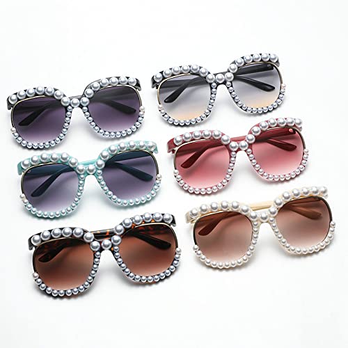 COTIA Square Pearl Sunglasses for Women Luxury Vintage Oversize Round Sun Glasses Party Festival Bling Sunglasses3
