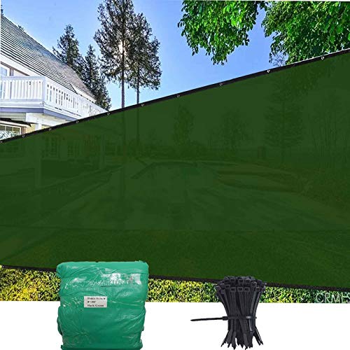 EVERGROW 8' x 50' Dark Green Privacy Fence Screen with Brass Grommets Heavy Duty 150 GSM Perfect for Outdoor Back Yard Patio and Deck Free Zip Ties 8X50 Green