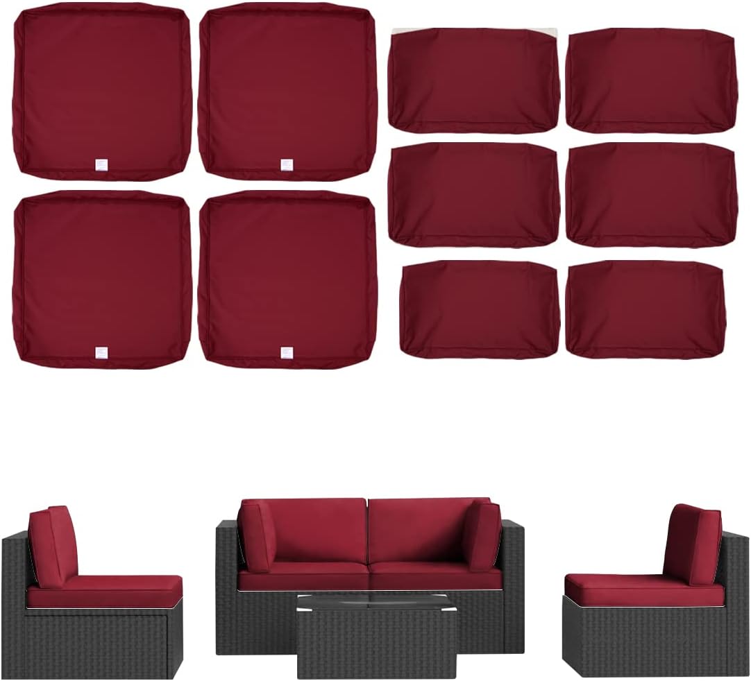 10Pack Outdoor Patio Cushion Replacement Covers Fit for 5