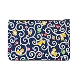 京佑 日本製 ポーチ 化粧 コスメ メイク 小物入れ 柴犬 唐草 綿 19cm×12.5cm 小さめ 平ポーチ 紺