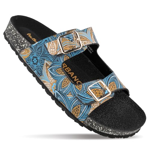 Image of WALKAROO Women's Fashion Sandals|Printed Dual Strap Design,Cushioned Insole, Lightweight PU Sole|Fashion,Trendy,Stylish Slip-On Comfort Sandals | WLE74035
