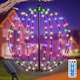 Luz Solar Exterior Jardin Decorativa, JIMACRO 30cm Grandes Farolillos Solares Exterior Jardin Metal 120 LEDs 8 Modos Luces de Hadas Impermeables Guirnaldas Luces Decorativa Navideña
