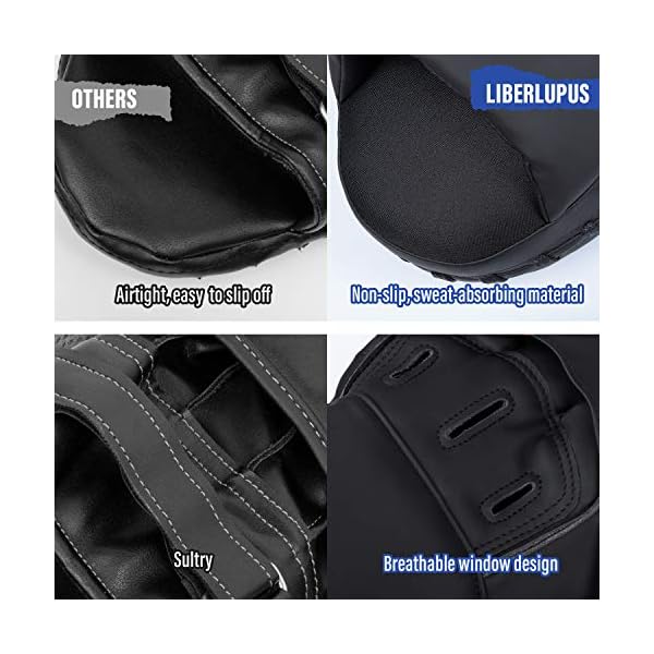 Liberlupus-Boxing-Punching-Mitts-Bags-Boxing-Training-Equipment-Hand-Target-Pads-with-Curved-Leather-Ideal-for-Martial-Arts-MMA-Muay-Thai-Kicking-Sparring-Karate-Men-Women Liberlupus Boxing Mitts for Training and Exercise Workout, Curved MMA Punching Mitts and Pads for Indoor Use, Thicken Padding Sparring Paddles for Kids Men Women, for Kickboxing Martial Arts Muay Thai (Blue)