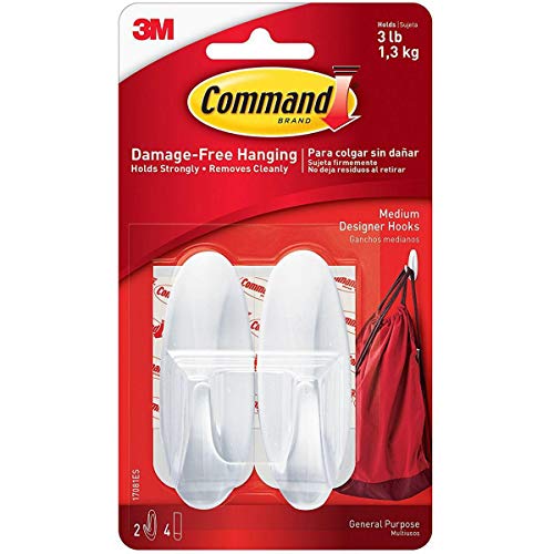 3M Command Medium Designer Hooks, White 2 ea (Pack of 25)
