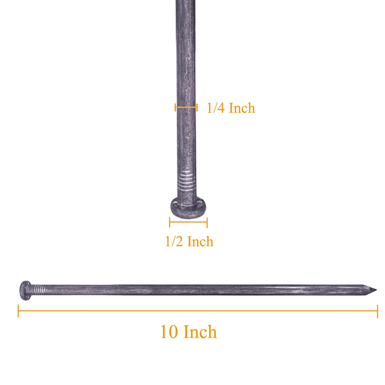 Estacas de metal para bordes, 50 estacas de metal para paisajismo, clavos de anclaje para borde de pavimentador, barrera de malezas, césped artificial, etc. (50)