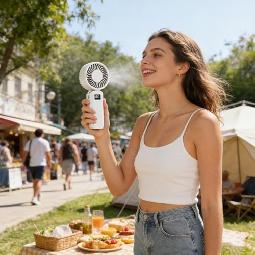 Ventilador de mano portátil con batería recargable y base extraíble estilo minimalista 6