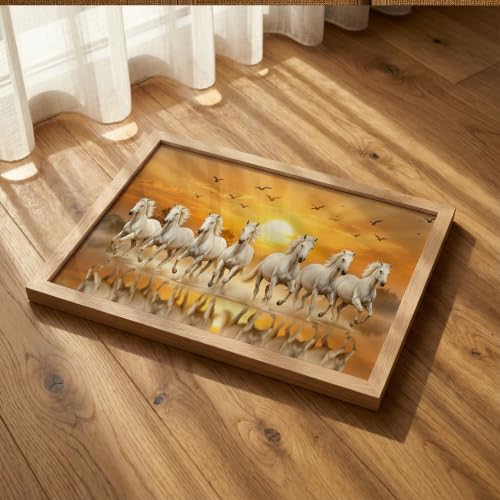 Image of Suneree 7 Horse Vastu Wall Painting (Landscape Collection) (Natural, Design 11, 13x19 Inch)