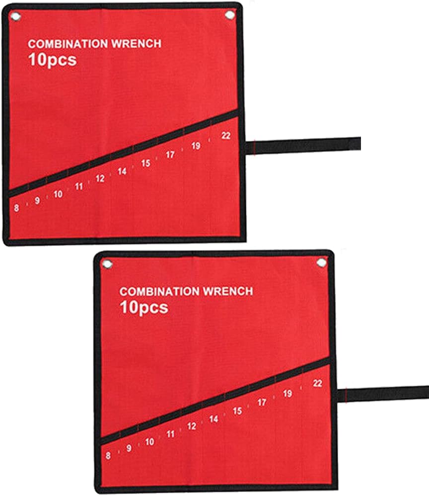 2PCS Multi-Pocket Roll Up Wrench Plier Spanner Holder Canvas Tool Storage Bag (14 Pockets-54 * 37.5cm/21.26 * 14.76in)