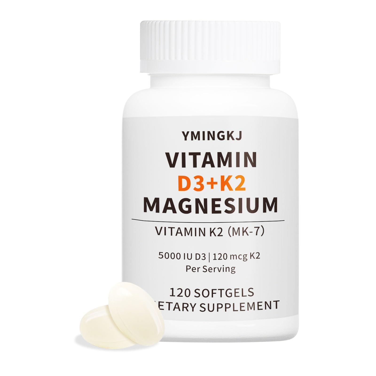 Vitamin D3 5000 IU 120mcg K2 Softgels with Magnesium Supplement 30 Softgel — Amazon image 8