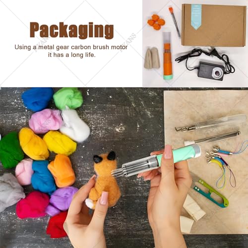 Elektrische Filznadelmaschine Kit, Elektrisches Wollfilzwerkzeug, Nadelfilzmaschine für schnelles Filzen, Strich 2 cm, Wollfilz Bastelset für DIY Wollmalerei, gefilzte Bastelarbeiten, Orange