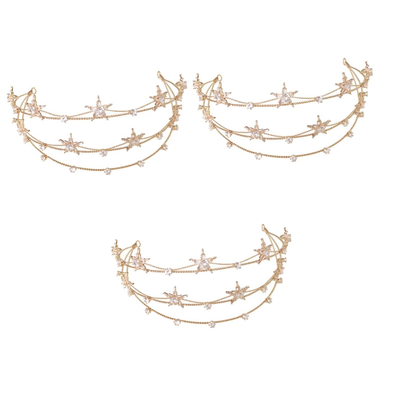 MAGICLULU 3 Piezas Diadema pentagrama para novias novia diadema diamantes imitación las mujeres Diadema con diamantes imitación tiara tocado mujer para boda