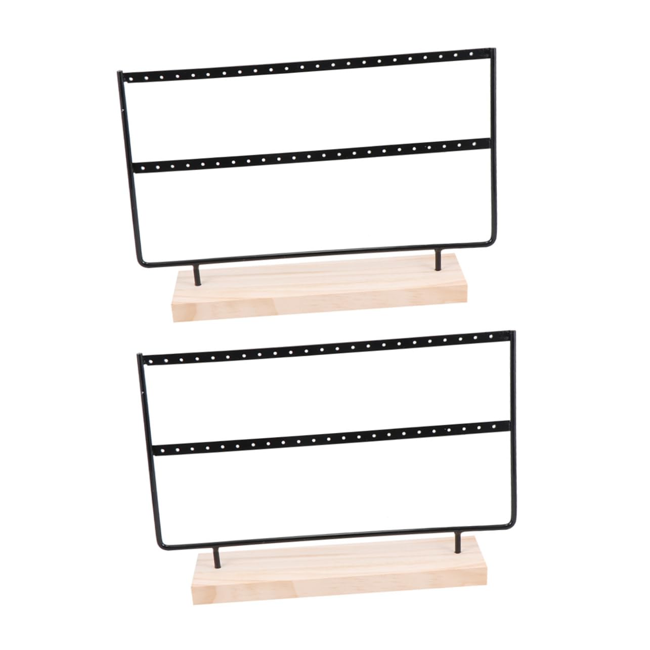 FRCOLOR Présentoir à Boucles D'oreilles en Bois Fer, Lot de 2, Noir