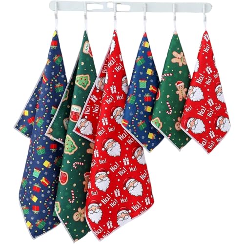 Generisch Toallas navideñas, 6 paños absorbentes festivos - toallas festivas navideñas para la cocina, para decoración del hogar, baño, dormitorio, cocina, hornear, secar, limpiar fiestas