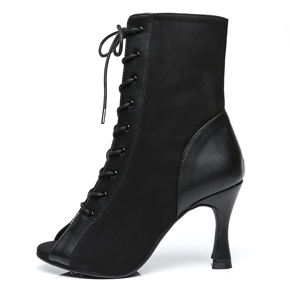 SWDZM Scarpe da Ballo Latino Salsa Moderno con Tacco Alto Professionali Nozze Festa Stivali da Ballo,Model-QJW1052+1018