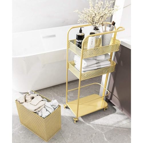Carrello portaoggetti a 3 ripiani, in rete metallica, per cucina, bagno e lavanderia, soluzione salvaspazio versatile per casa e ufficio