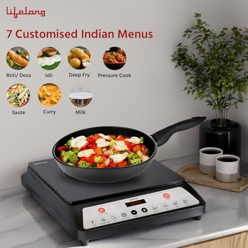 Image of Lifelong 1800 Watt Induction Stove, Electric Induction with 7 Preset Indian Menus Options, Auto Shut off & Temperature Controle, Ceremic Plate - 1 Year Manufacturer's Warranty (Black, LLIC101)