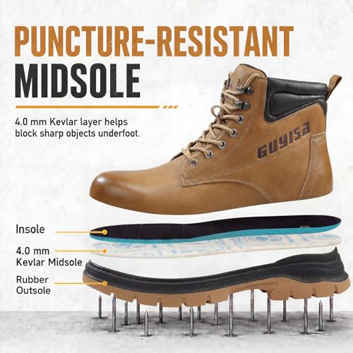 Image of Steel Toe Boots for Men Puncture Resistant Work Utility Safety Shoes