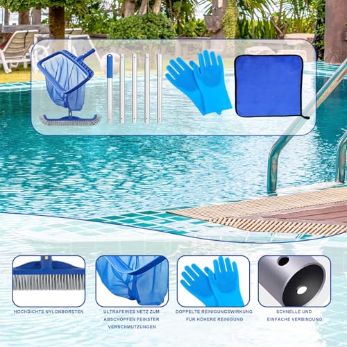 Kit de nettoyage de piscine professionnel 3 en 1 avec barre ultra robuste