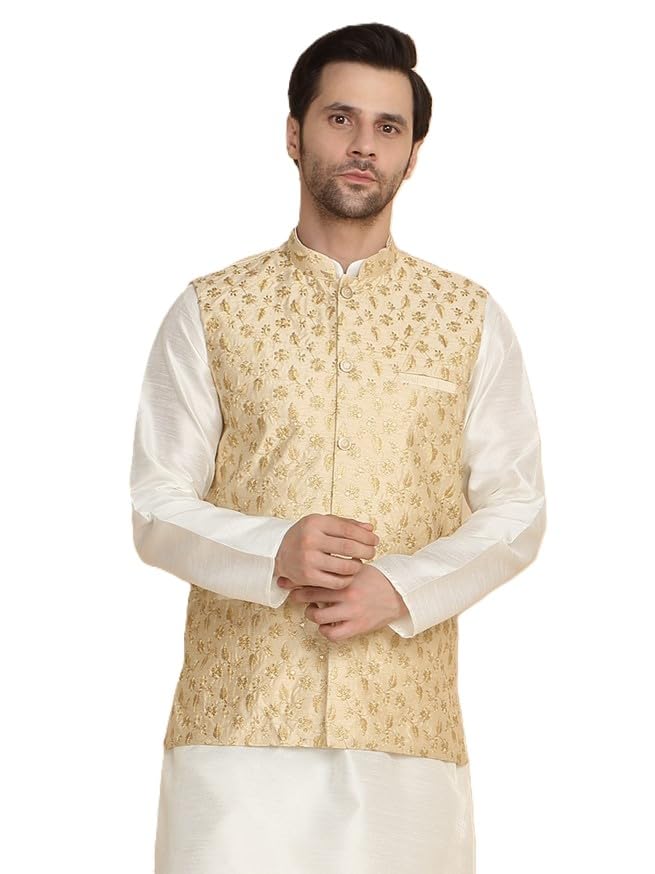 kraft india Men's Silk Embroided Only Nehrujacket-picture-31