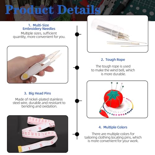 Image of Glarks 210Pcs Embroidery Cross Stitching Punch Needle Kit, 100 Colors Threads Full Range of Embroidery Starter Kit Including Magic Embroidery Pen, Needles, Cross Stitch Tools Set for Beginners Adults