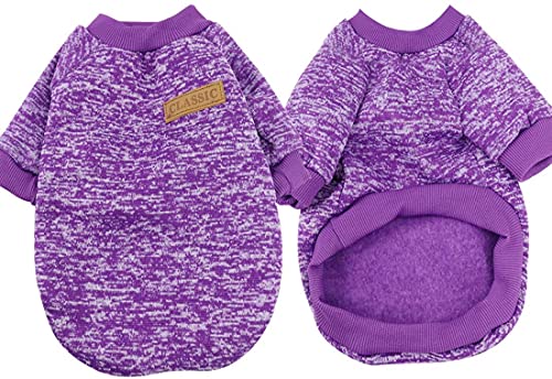 Idepet Pet Dog Classic Knitwear Sweater,Soft Fleece Coat For Small,Medium,Large Dog,Warm Pet Dog Cat Clothes,Soft Puppy Customes 2 Color (S, Purple) #TOP4