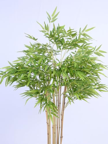 Image of ARICK DECOR 5Ft Artificial Bamboo Tree in Pot, 5ft Realistic Faux Bamboo Silk Plant with Natural Look Canes, Peacock Shaped Floor Decor for Home, Office & Balcony