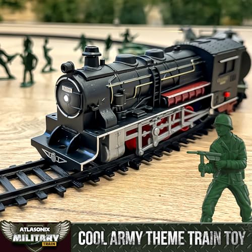 image for Atlasonix USA Electric Express Train Set for Kids Ages 4-8 - Military 