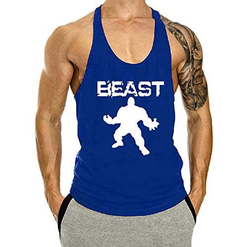 GYMLEADER Men's Gym Muscle Bodybuilding Stringer Tank Tops Y Back Workout T-Shirt-BU-XL