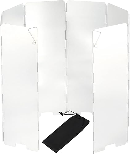 Estufa de camping de 8 placas Parabrisas plegable al aire libre Estufa de campamento Parabrisas Parabrisas de aleación de aluminio Parabrisas para