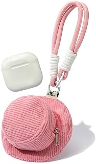 Protective Earphone Case Cover for AirPods 4, Multifunction Hat Keychain Storage Case for AirPods 1/2/3/4/ Pro/Pro2/Pro 3, Clothes Art Coin Purse Cable Organizer Bag, Pendant Key Chain-Pink