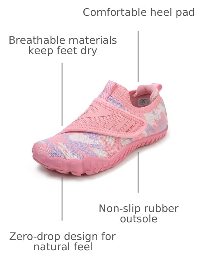 Image of KUBUA Multifunctional Kids Water Shoes Boys Girls Quick Dry Swim Aqua Socks | Wide Toe Box, Lightweight, Barefoot-Style, Breathable, Beach, Pool, Kayak, Water Parks, Hiking, Toddler, Little Kid, Big Kid